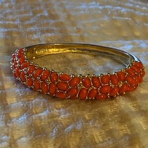 Elegant Gold tone and coral Beaded Bracelet